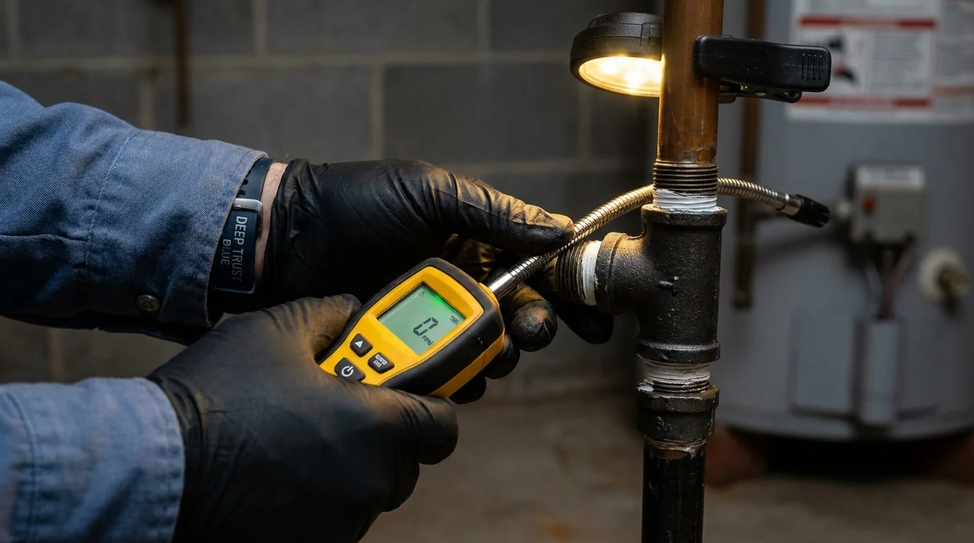 Gas leak detection with electronic sniffer by Johns Plumbing LLC in Calabash